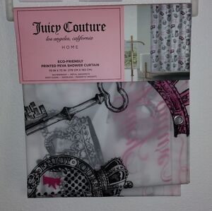 JUICY COUTURE PRINTED PEVA SHOWER CURTAIN 70 X 72 CROWN KEY SHOWER CURTAIN